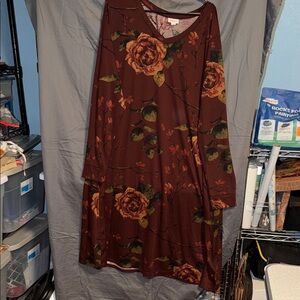 LuLaRoe Burgundy Floral Long Sleeve Dress